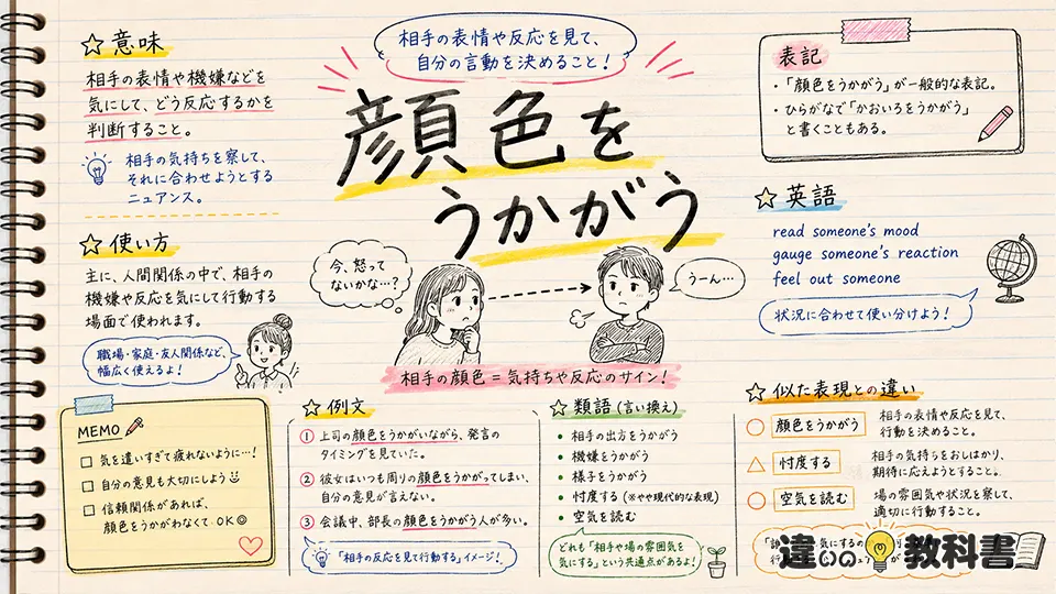 顔色（かおいろ）をうかがうの意味や使い方【図解Note】