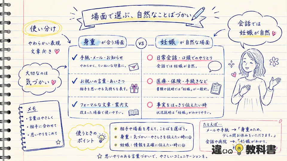 身重の意味を踏まえた自然な使い分け