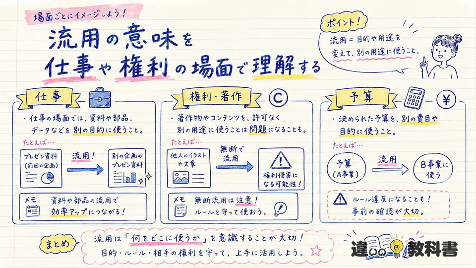 流用の意味と似た言葉の違い