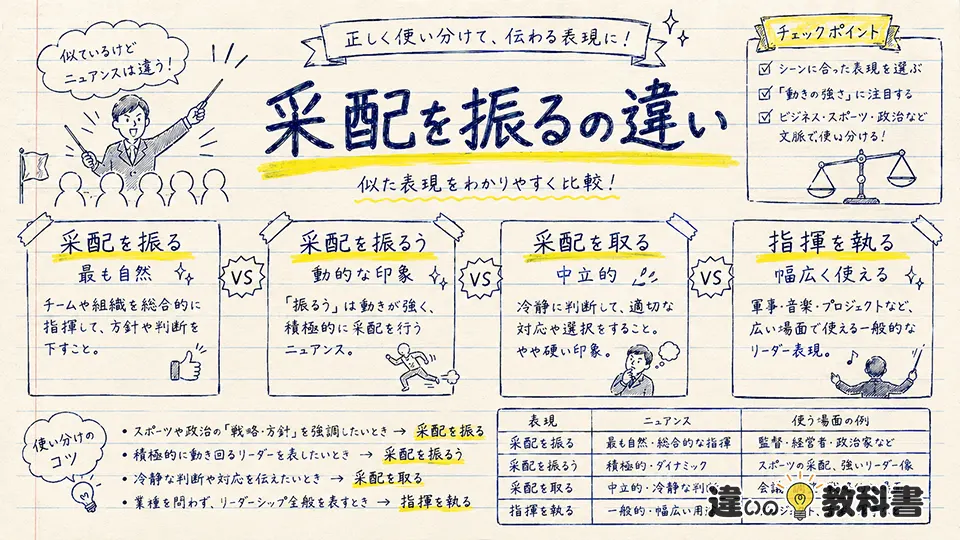 采配を振るの意味と似た表現の違い