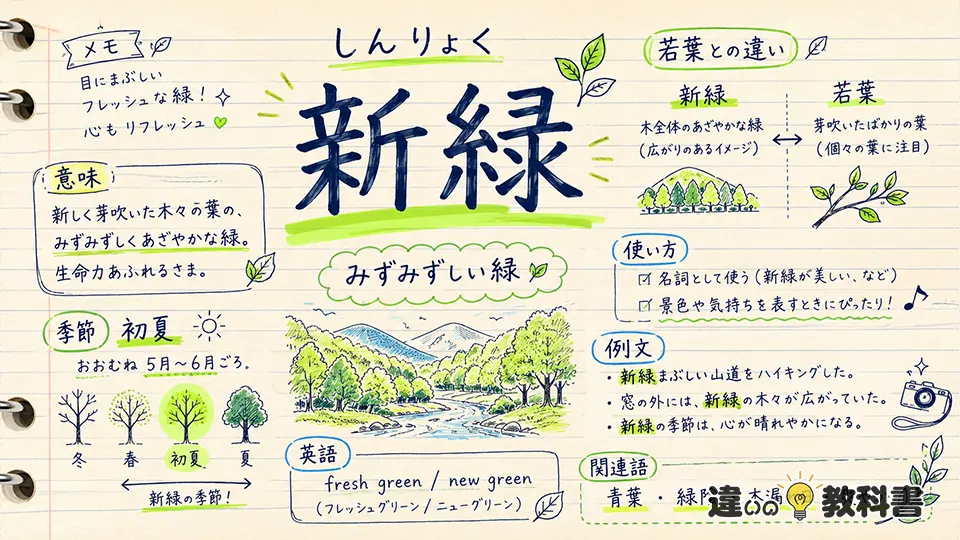 新緑(しんりょく)の意味や使い方【図解Note】