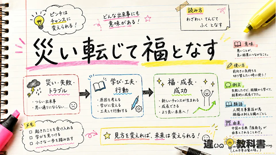 「災い転じて福となす」の意味や使い方【図解Note】