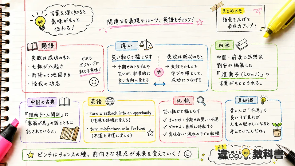 災い転じて福となすの意味を深める類語・由来・英語表現