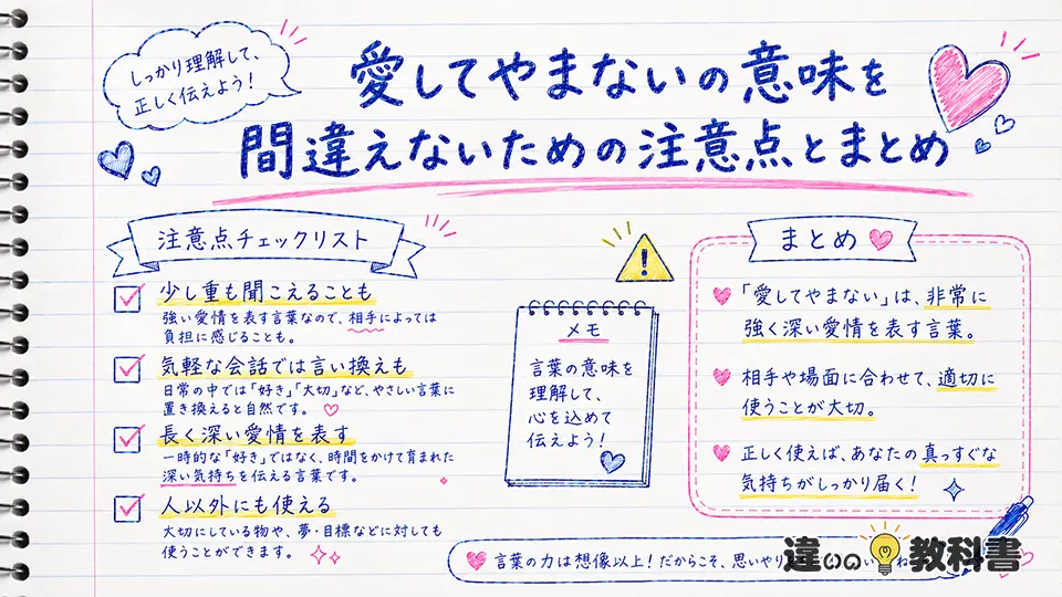 愛してやまないの意味を間違えないための注意点とまとめ