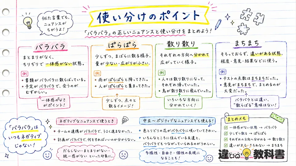 バラバラの意味を正しく使い分けるポイント