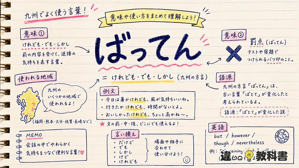 「ばってん」の意味や使い方【図解Note】