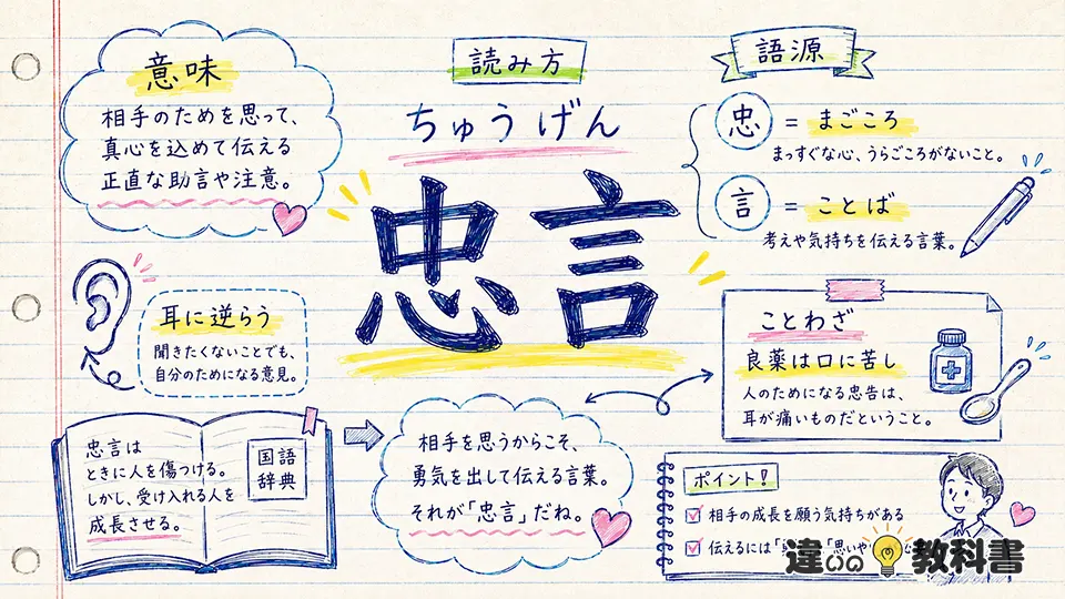 忠言の意味とは？読み方・語源・ことわざを解説