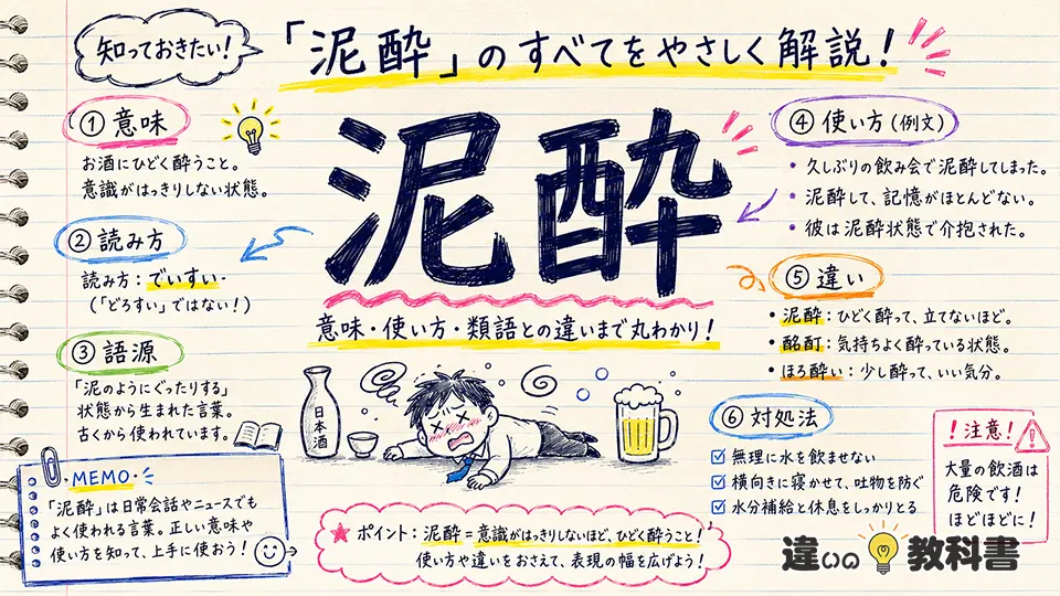 泥酔（でいすい）の意味や使い方【図解Note】