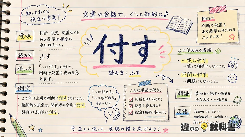 付す（ふす）の意味や使い方【図解Note】