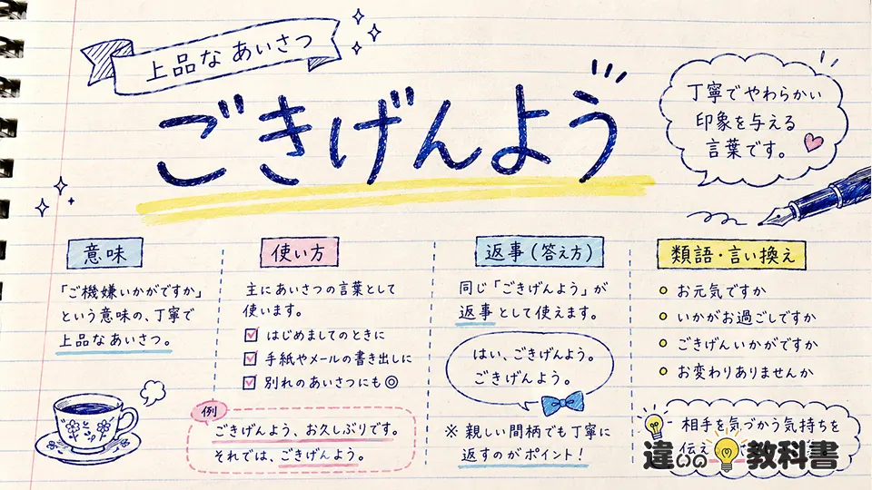 「ごきげんよう」の意味や使い方【図解Note】