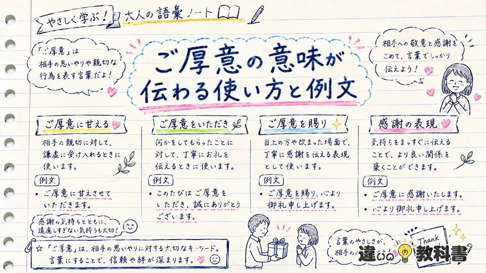 ご厚意の意味が伝わる使い方と例文
