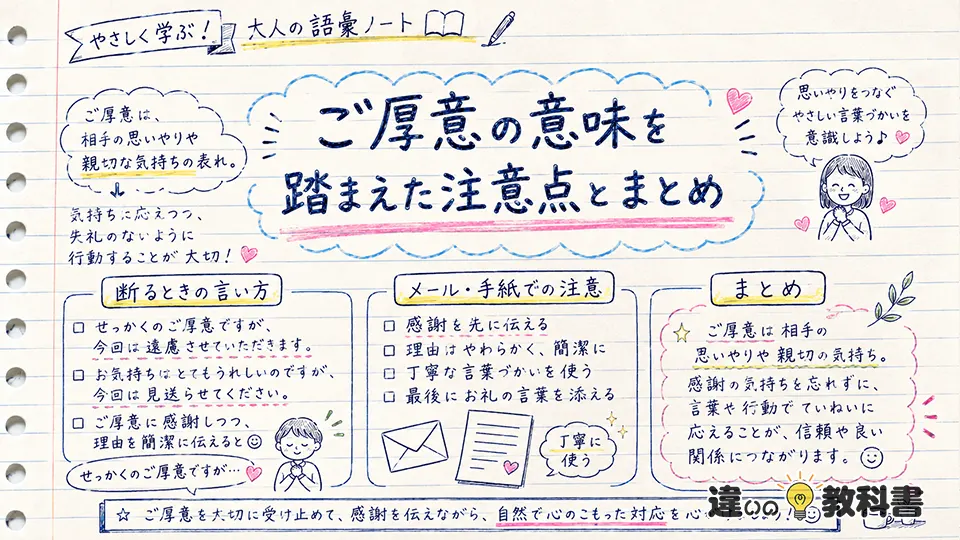 ご厚意の意味を踏まえた注意点とまとめ