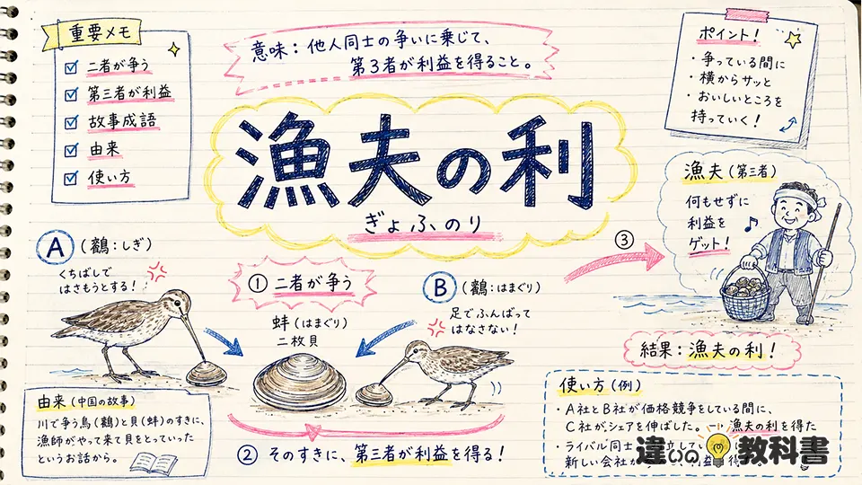 漁夫の利（ぎょふのり）の意味や使い方【図解Note】