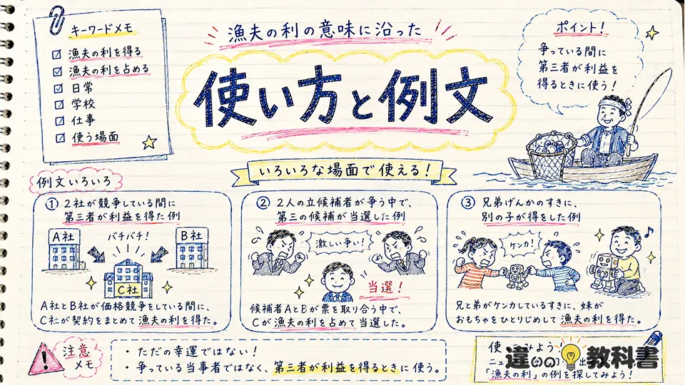 漁夫の利の意味に沿った使い方と例文