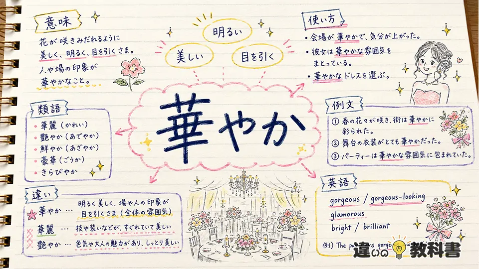 華やか（はなやか）の意味や使い方【図解Note】