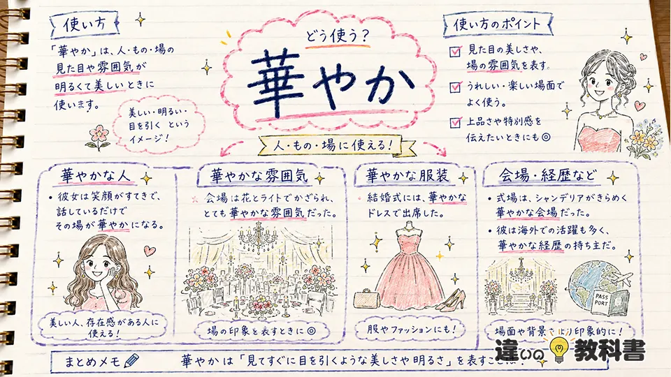 華やかの意味が伝わる使い方と例文