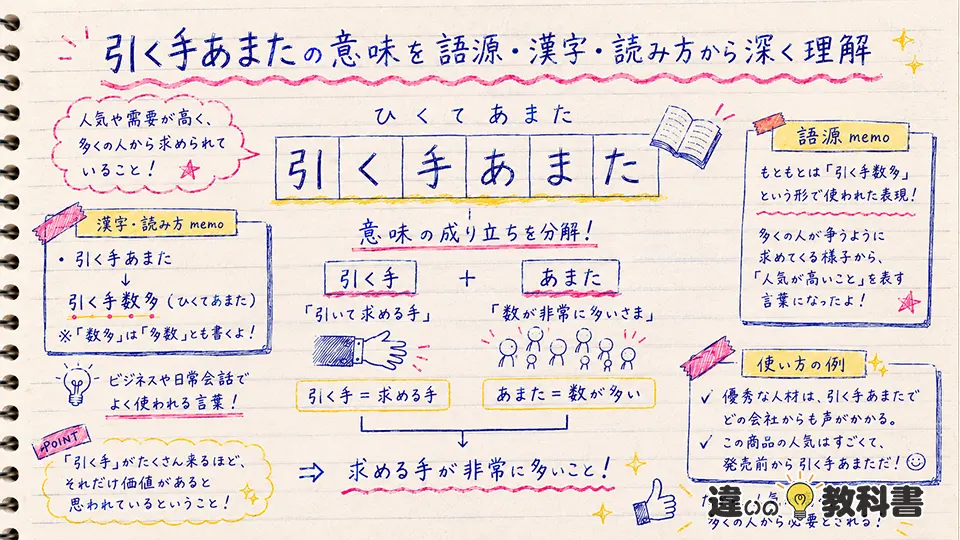 引く手あまたの意味を語源・漢字・読み方から深く理解