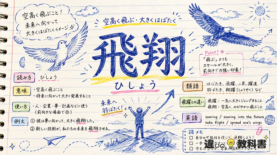 飛翔（ひしょう）の意味や使い方【図解Note】