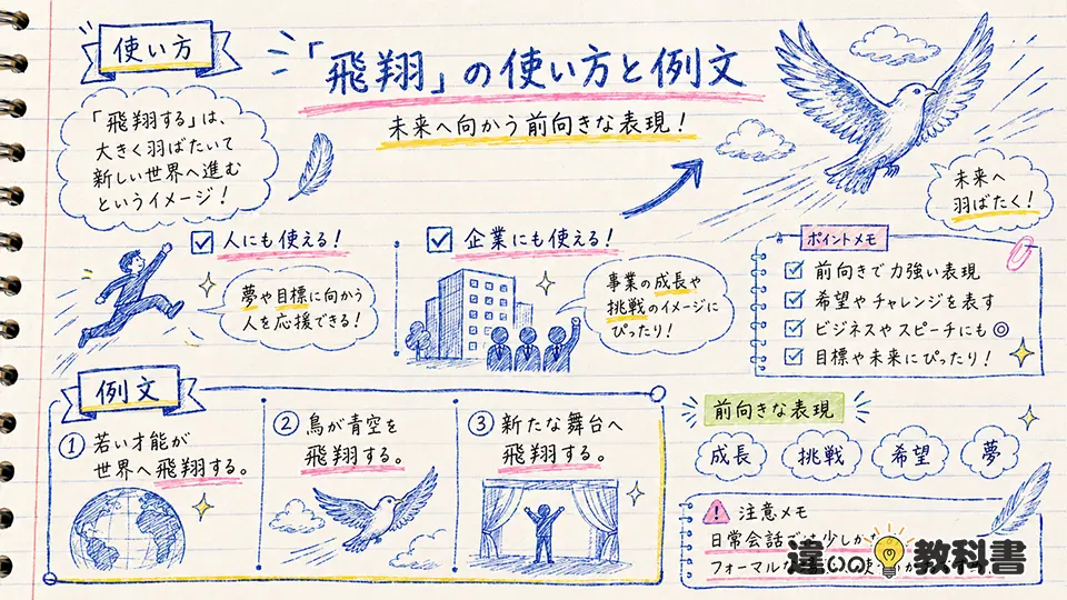 飛翔の意味が伝わる使い方と例文