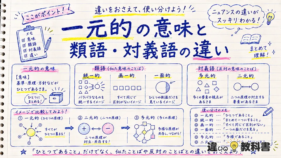 一元的の意味と類語・対義語の違い
