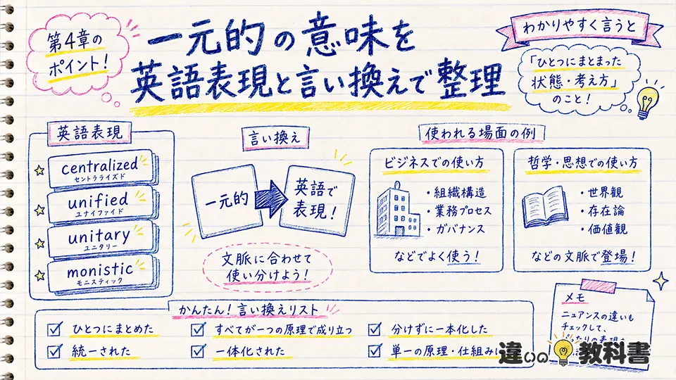一元的の意味を英語表現と言い換えで整理