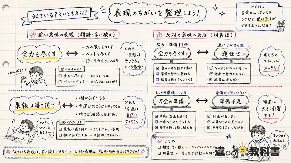 人事を尽くして天命を待つの意味を類語・対義語で整理する