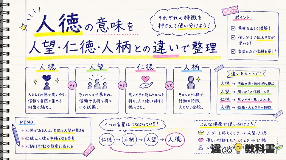 人徳の意味を人望・仁徳・人柄との違いで整理