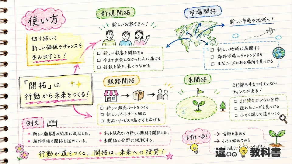 開拓の意味を使い方で理解：新規開拓・市場開拓・販路開拓