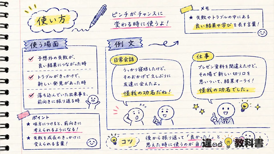 怪我の功名の意味が伝わる使い方と例文