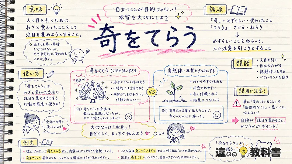 奇をてらう(きをてらう)の意味や使い方【図解Note】