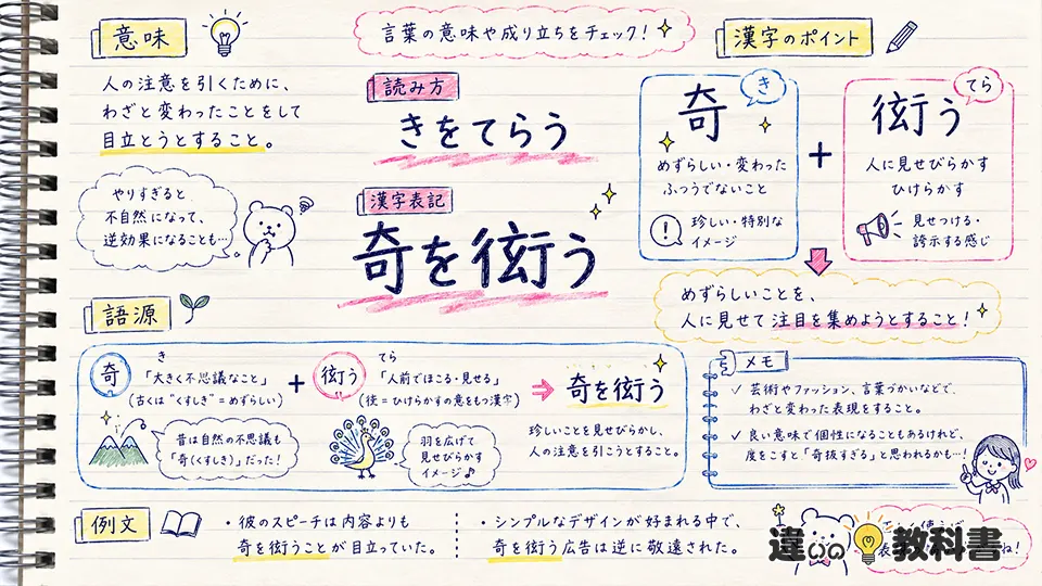 奇をてらうの意味・読み方・漢字・語源をわかりやすく解説