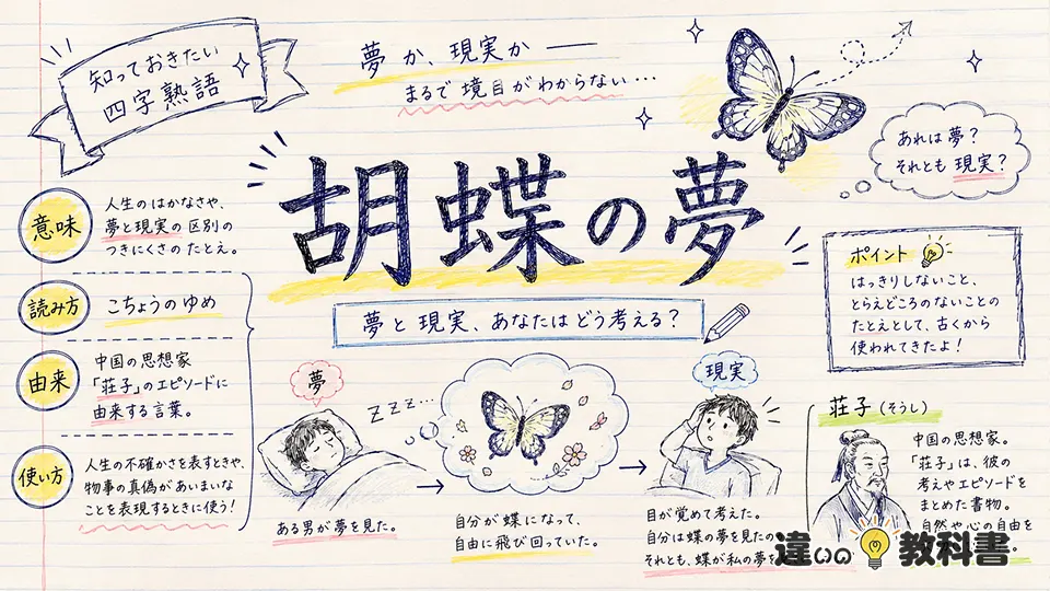 胡蝶の夢（こちょうのゆめ）の意味や使い方【図解Note】