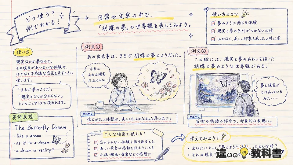 胡蝶の夢の意味が伝わる使い方と例文