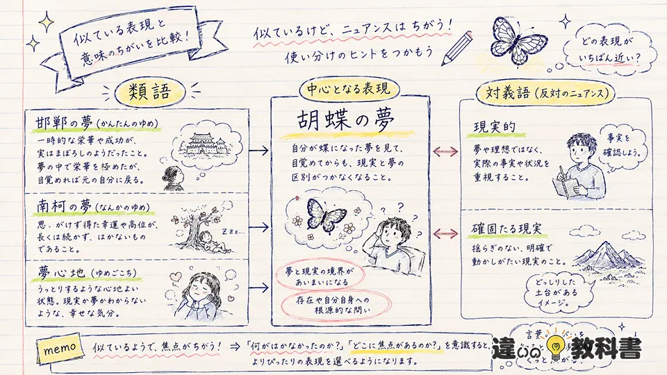 胡蝶の夢の意味と類語・対義語の違い