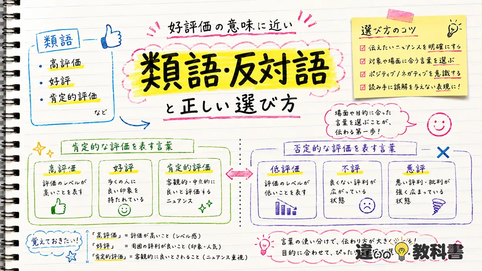 好評価の意味に近い類語・反対語と正しい選び方