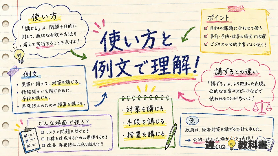 講じるの意味が伝わる使い方と例文