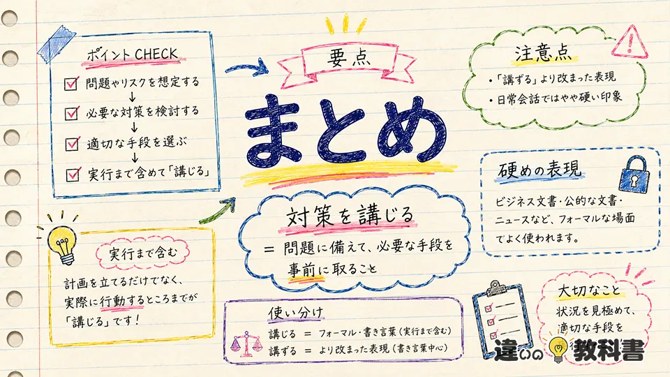 講じるの意味を間違えないためのまとめ