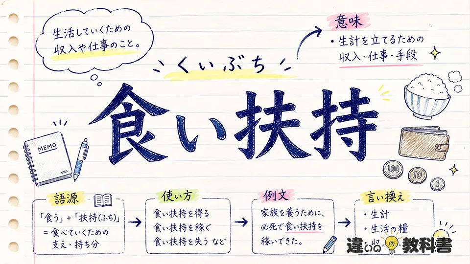 食い扶持(くいぶち)の意味や使い方【図解Note】