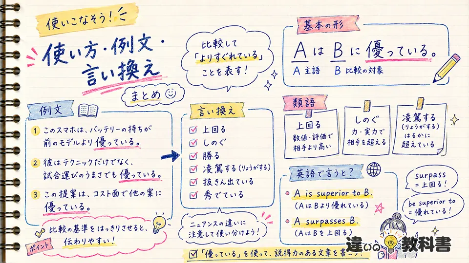 優っての意味を生かした使い方・例文・言い換え