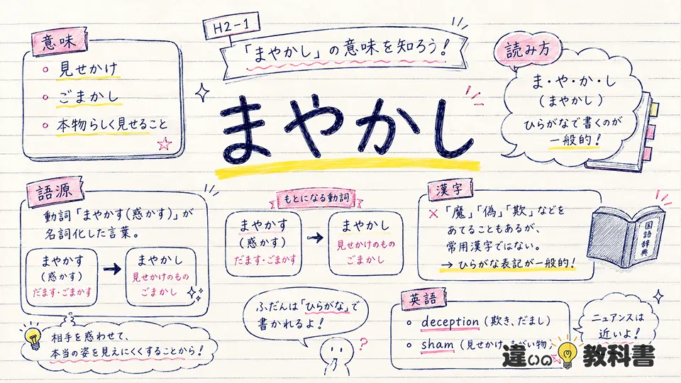 まやかしの意味とは?読み方・語源・漢字を解説