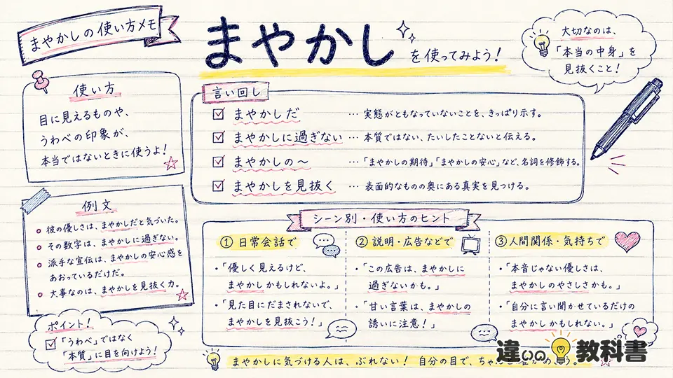まやかしの意味が伝わる使い方と例文