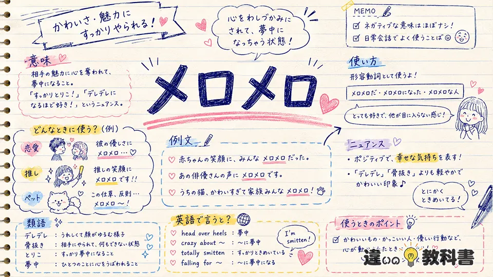 メロメロ（めろめろ）の意味や使い方【図解Note】
