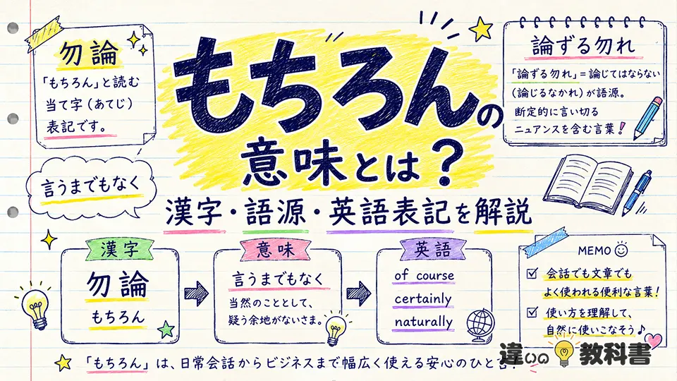 もちろんの意味とは？漢字・語源・英語表記を解説