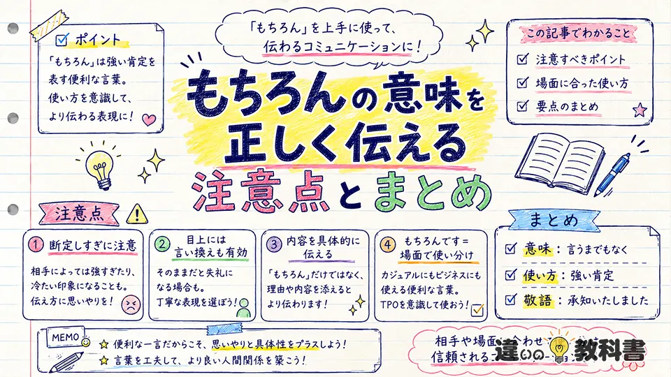 もちろんの意味を正しく伝える注意点とまとめ