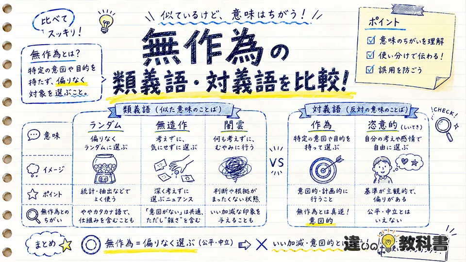無作為の意味と類義語・対義語の違い