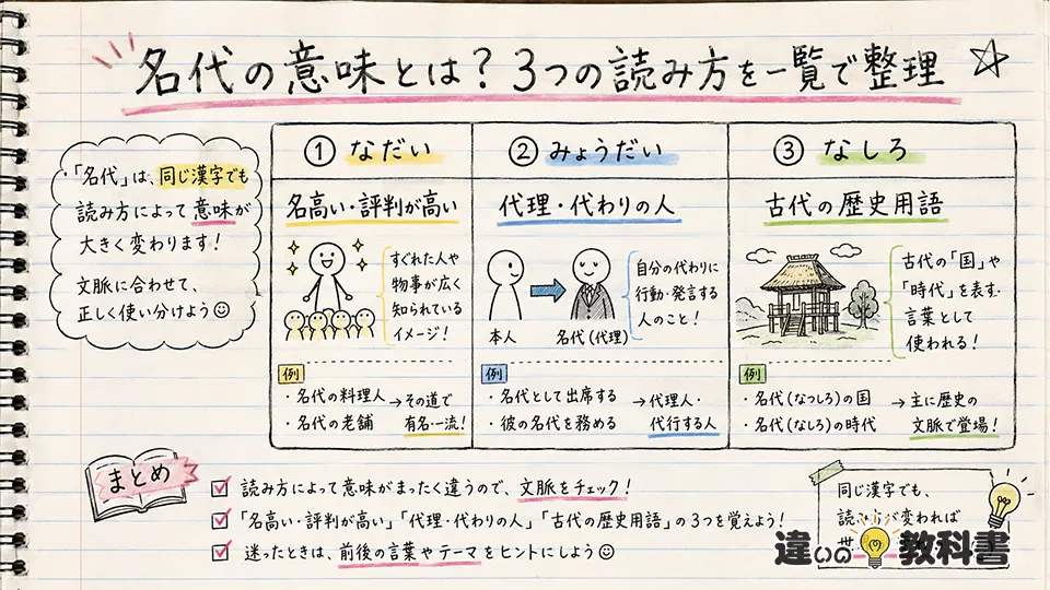 名代の意味とは？3つの読み方を一覧で整理