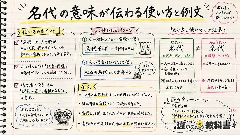 名代の意味が伝わる使い方と例文