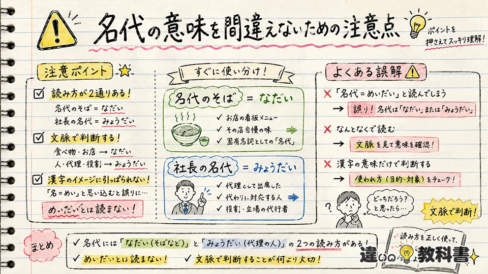 名代の意味を間違えないための注意点
