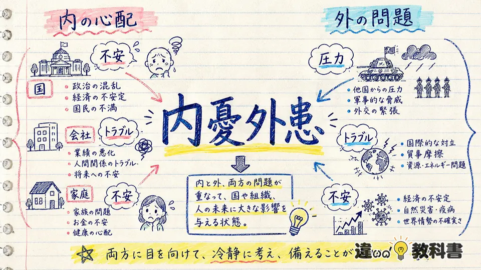 内憂外患(ないゆうがいかん)の意味や使い方【図解Note】