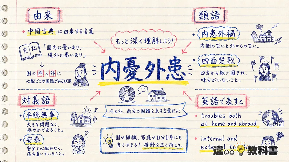 内憂外患の意味を深める由来・類語・対義語・英語表現